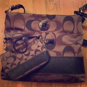 Authentic Coach Cross Body Bag and Wristlet